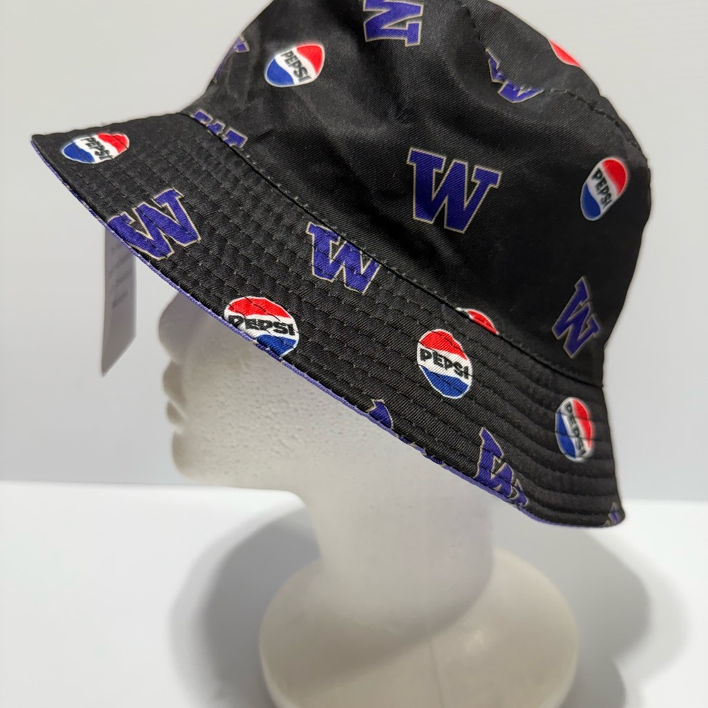 UW Pepsi Bucket Hat Reversible Purple Black AOP Sun Hat University of Washington